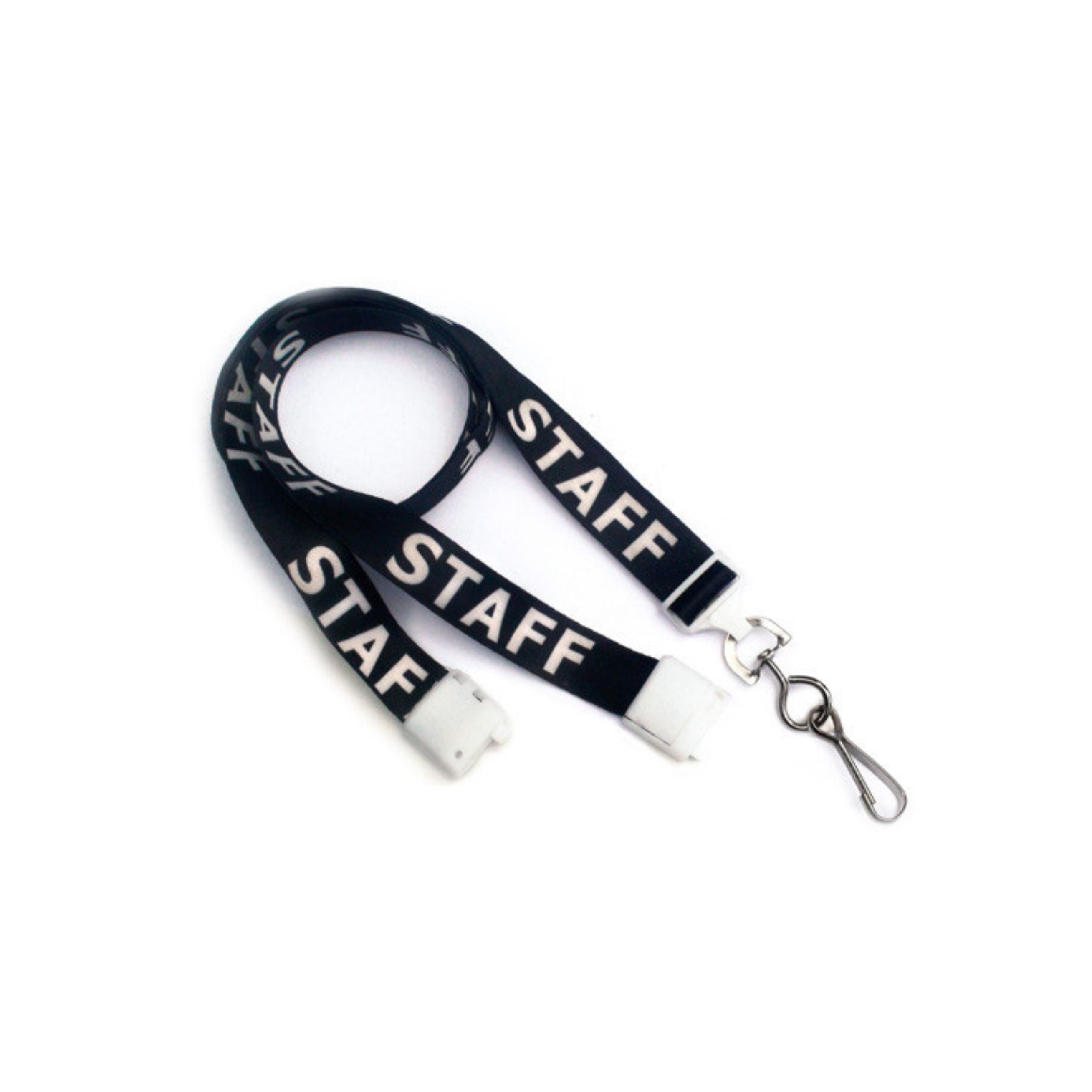 Pre-Printed Staff Lanyards with Breakaway - Black