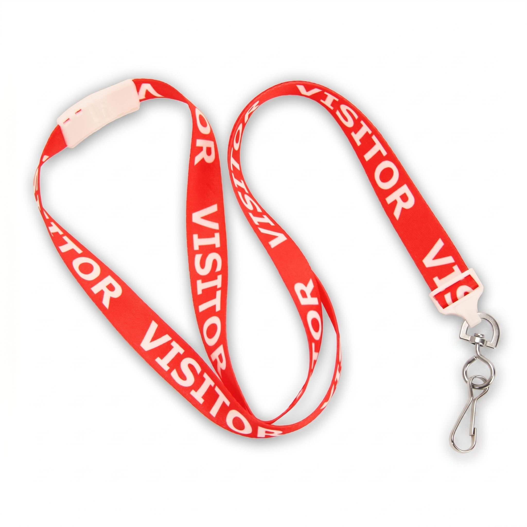 Pre-Printed Visitor Lanyards with Breakaway - Red