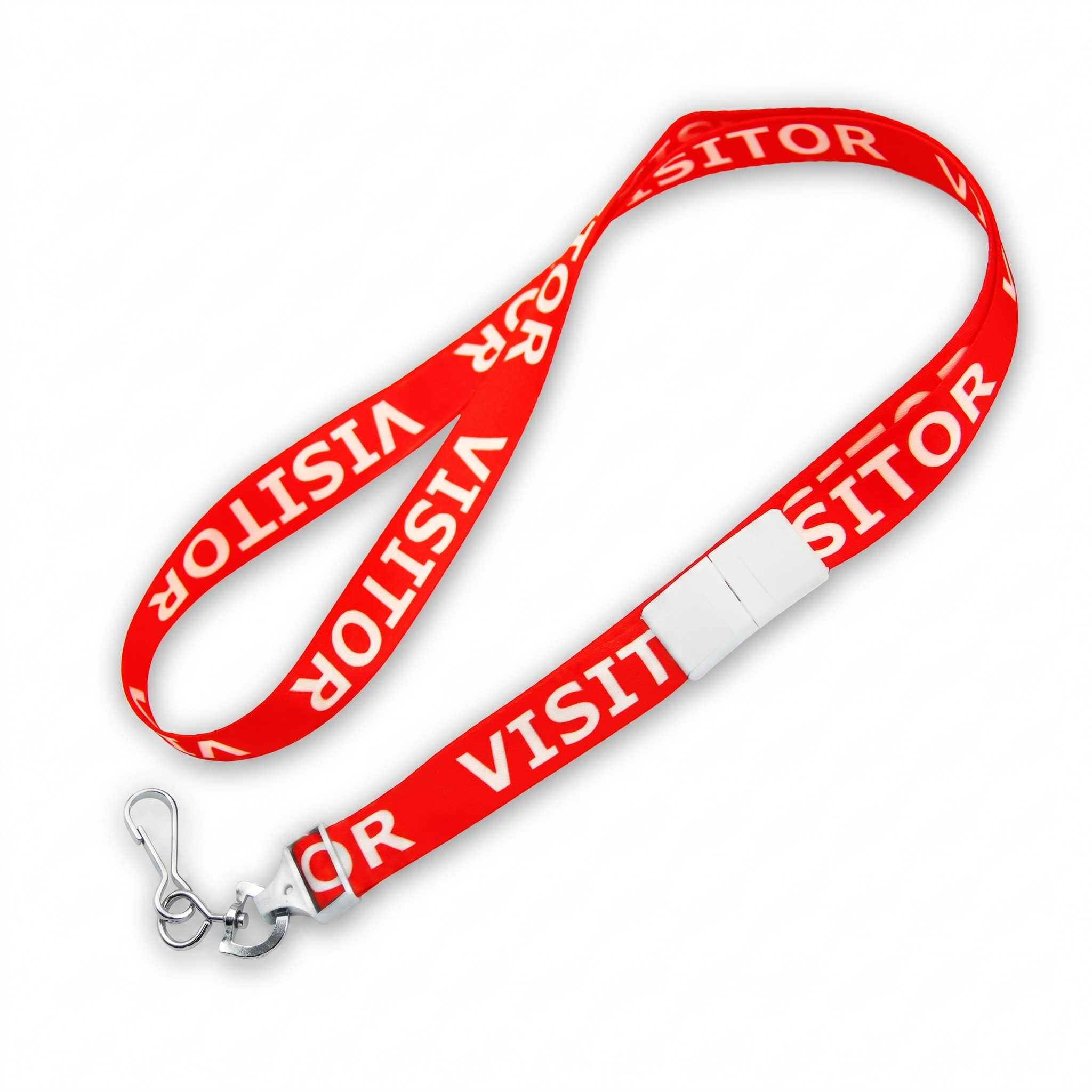 Pre-Printed Visitor Lanyards with Breakaway - Red