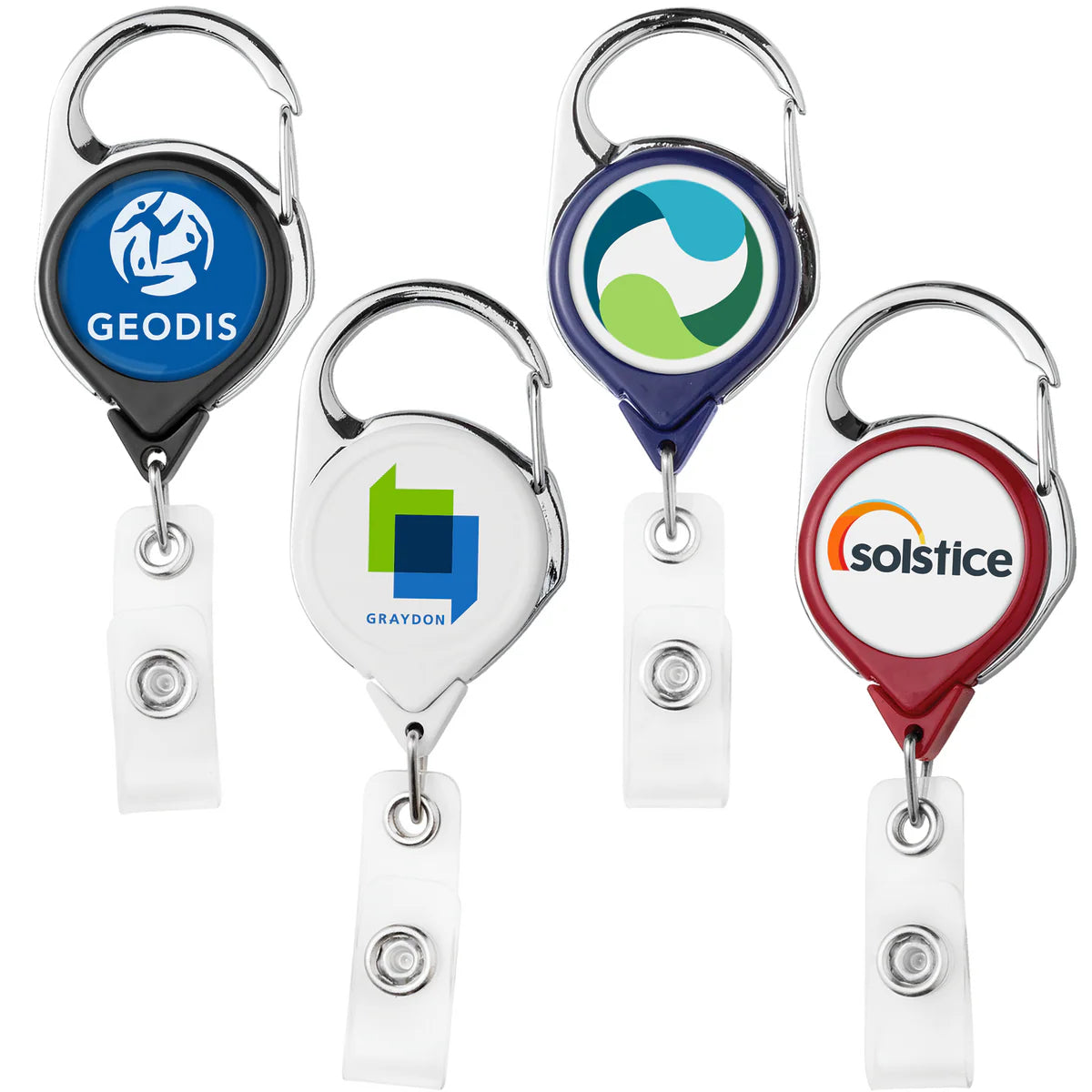 Solid Color Custom Badge Reel with Carabiner and Slide Clip