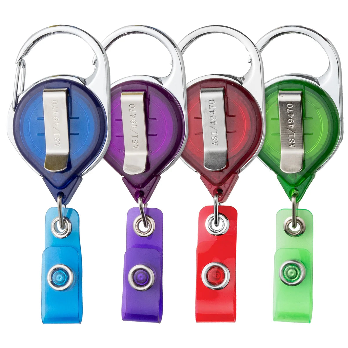 Translucent Color Custom Badge Reel with Carabiner and Slide Belt Clip