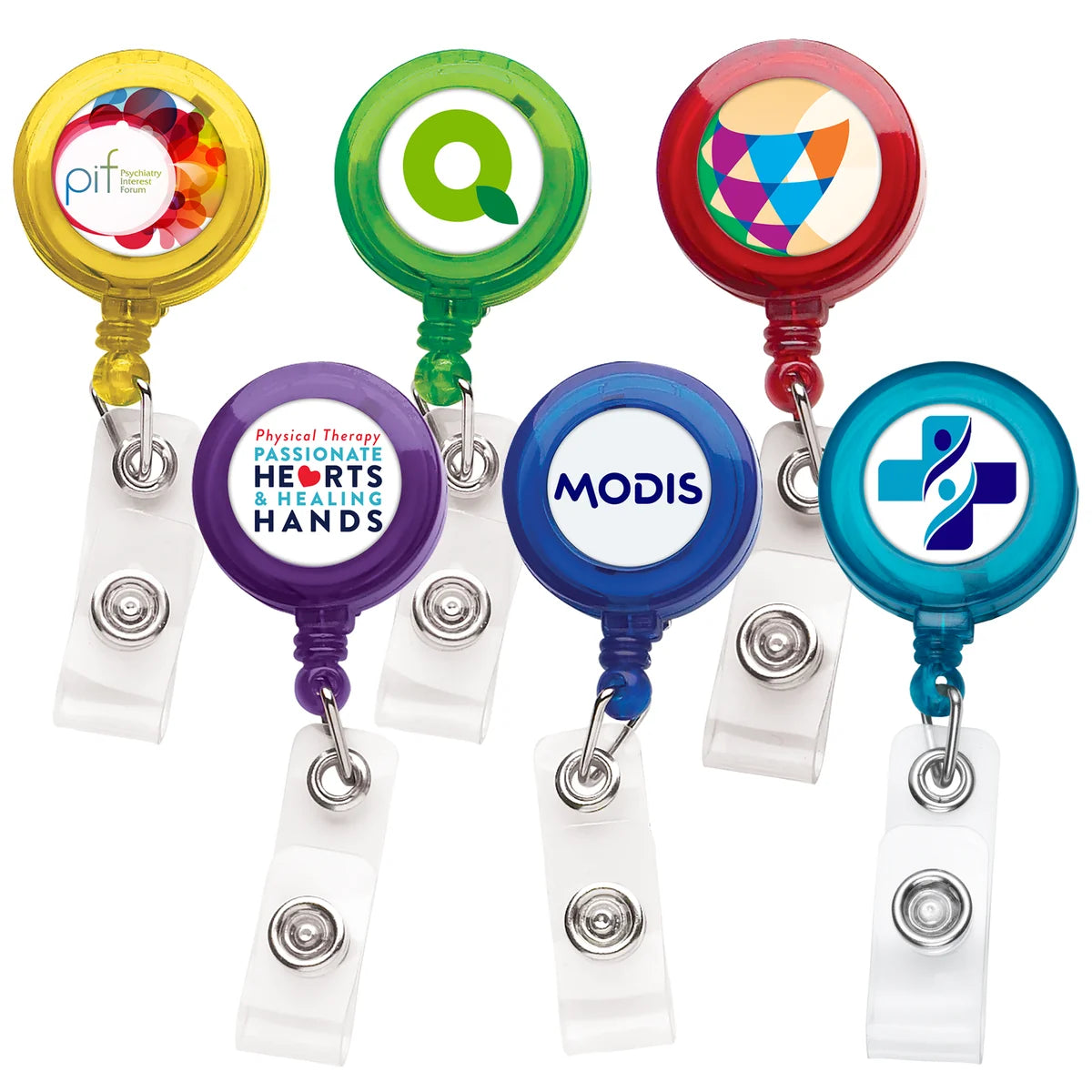 Translucent Color Round Custom Badge Reel with Slide Belt Clip