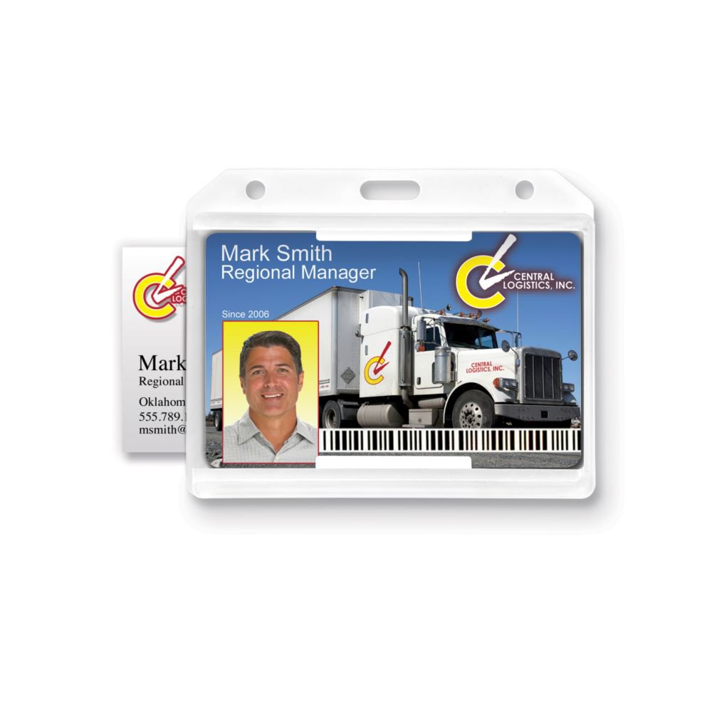 Rigid Two Sided Horizontal Open-Face Badge Holder - 50 Pack - Clear