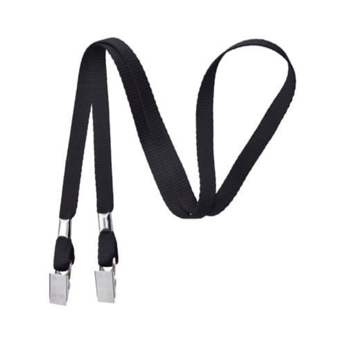 Blank Flat Woven Open-ended Lanyards w/ Bulldog Clips