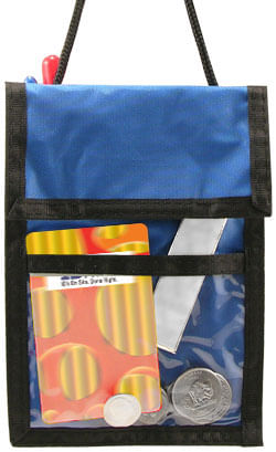 Event Zipper Pouch Badge Holder - 25 Pack - Blue - in use