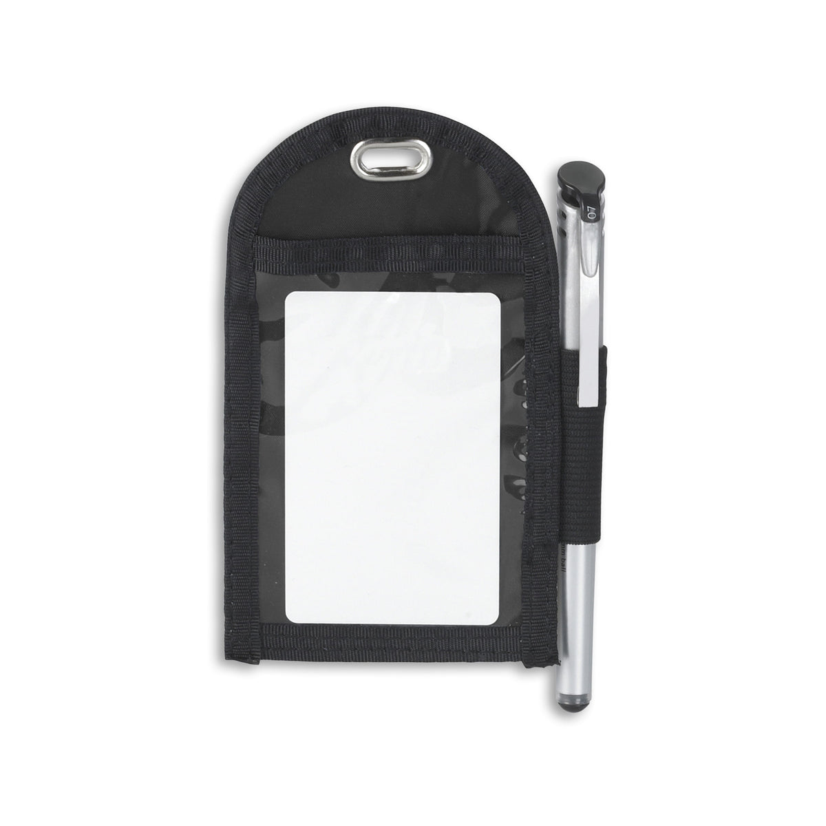 Badge Holder with Pen Loop Accessory - 10 Pack - Black - in use