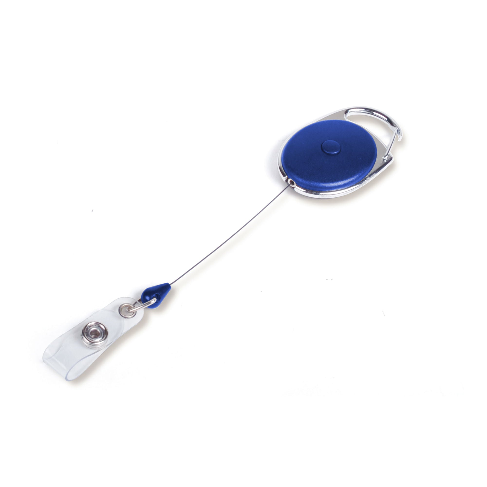 Carabiner Badge Reel with Safety Stopper - 25 Pack - Blue - in use