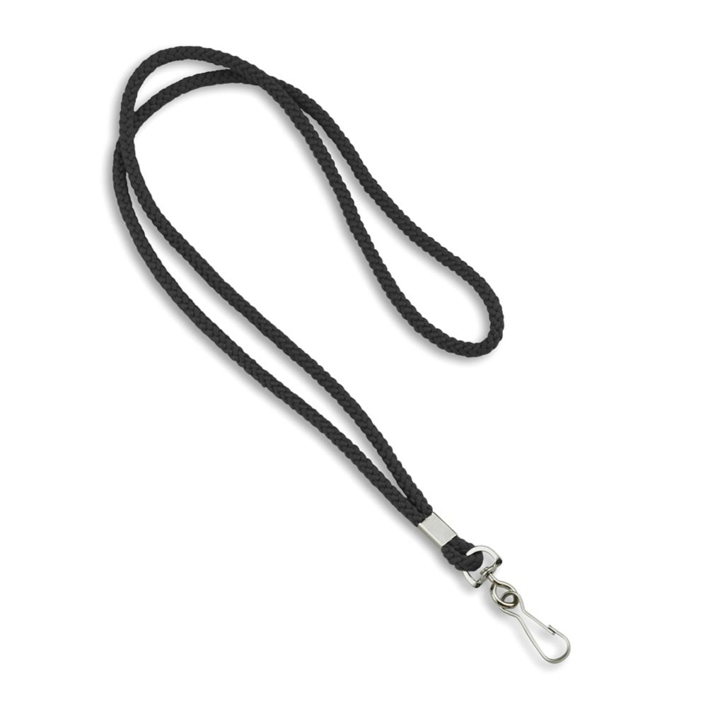 Round Woven Blank Polyester Lanyards - 25 Pack - Black