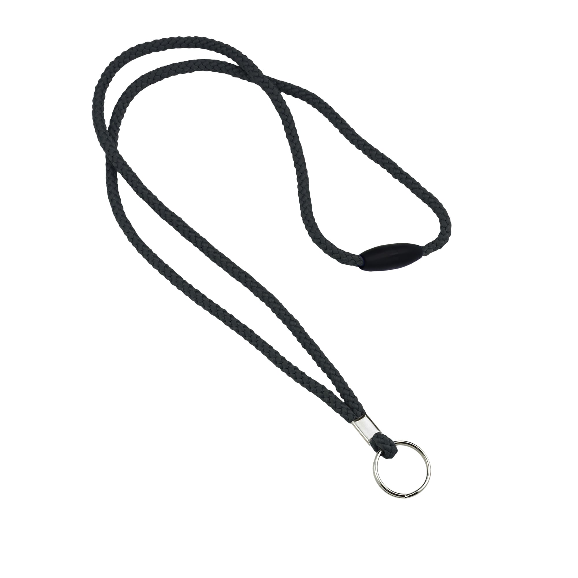 Round Woven Blank Polyester Lanyards with Breakaway - 25 Pack - Black