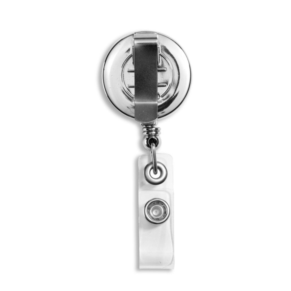Round Metallic Colored Badge Reel - 25 Pack - back view