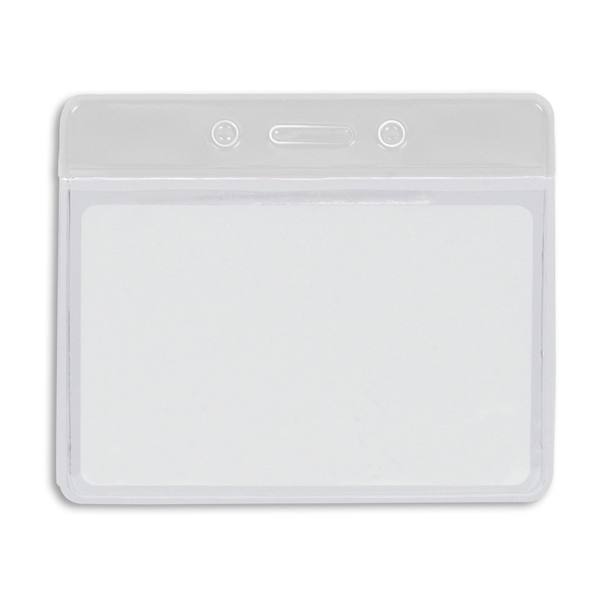 Clear Bar Horizontal Badge Holder - 50 Pack - White - in use