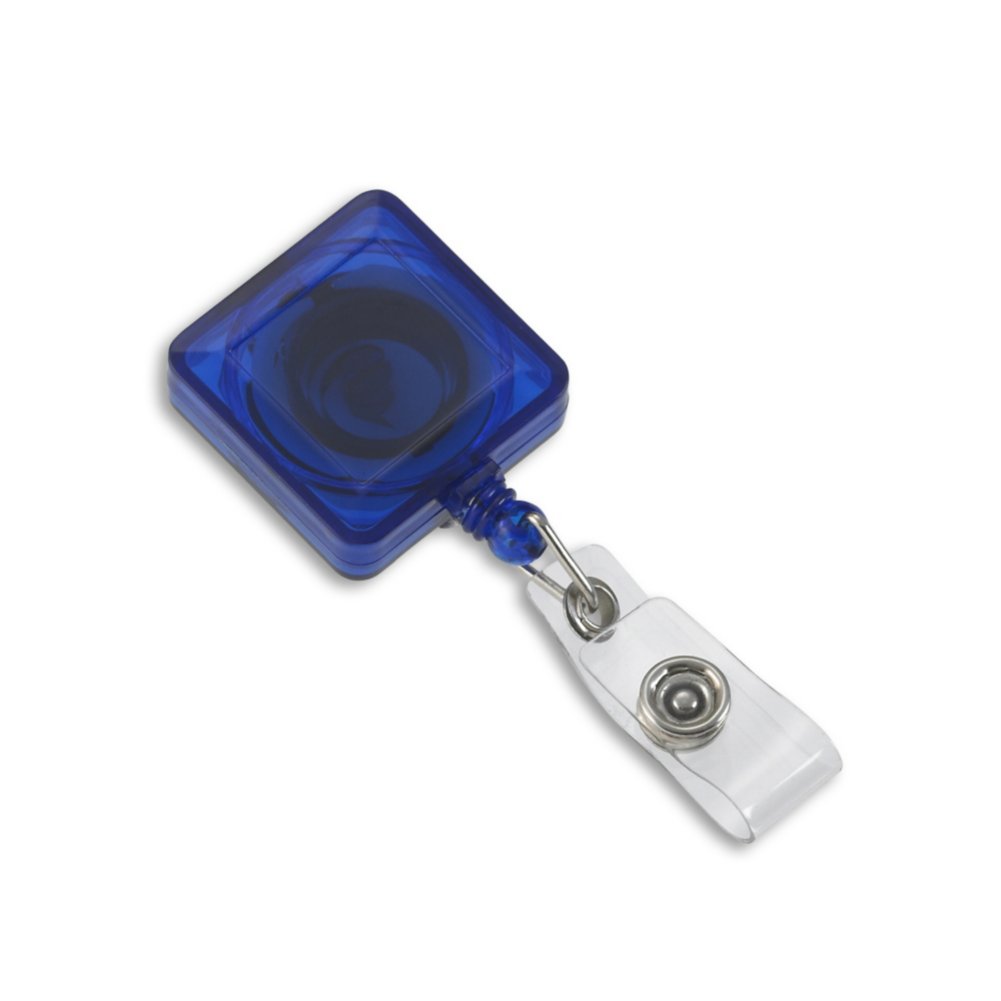 Translucent Blue Square Badge Reel - 25 Pack - Blue
