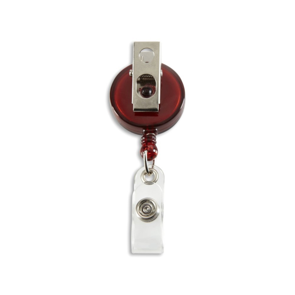 Round Translucent Badge Reel - 25 Pack - Red - back view