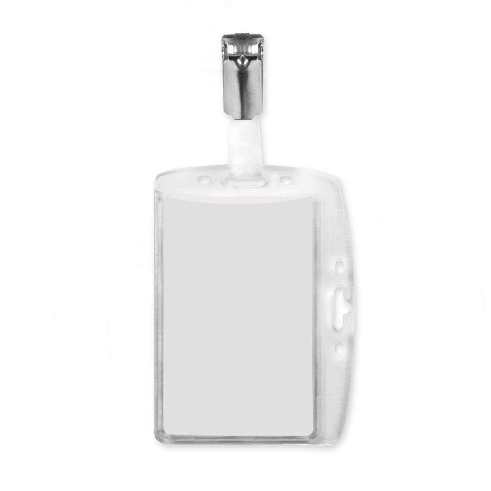 2-Way Rigid Plastic Badge Holder with Clip - 25 Pack - back view