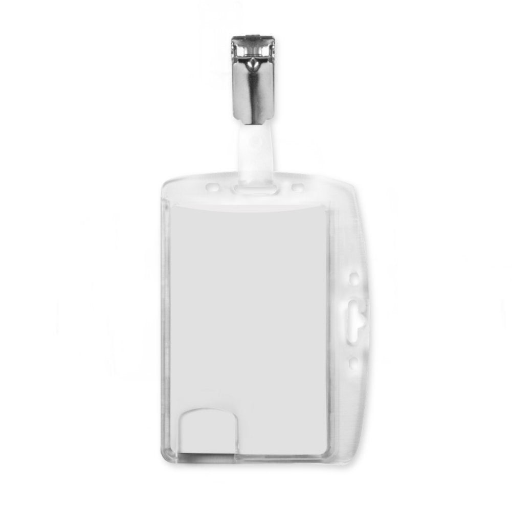 Multi Card 2-Way Rigid Plastic Badge Holder with Clip - 25 Pack - back view