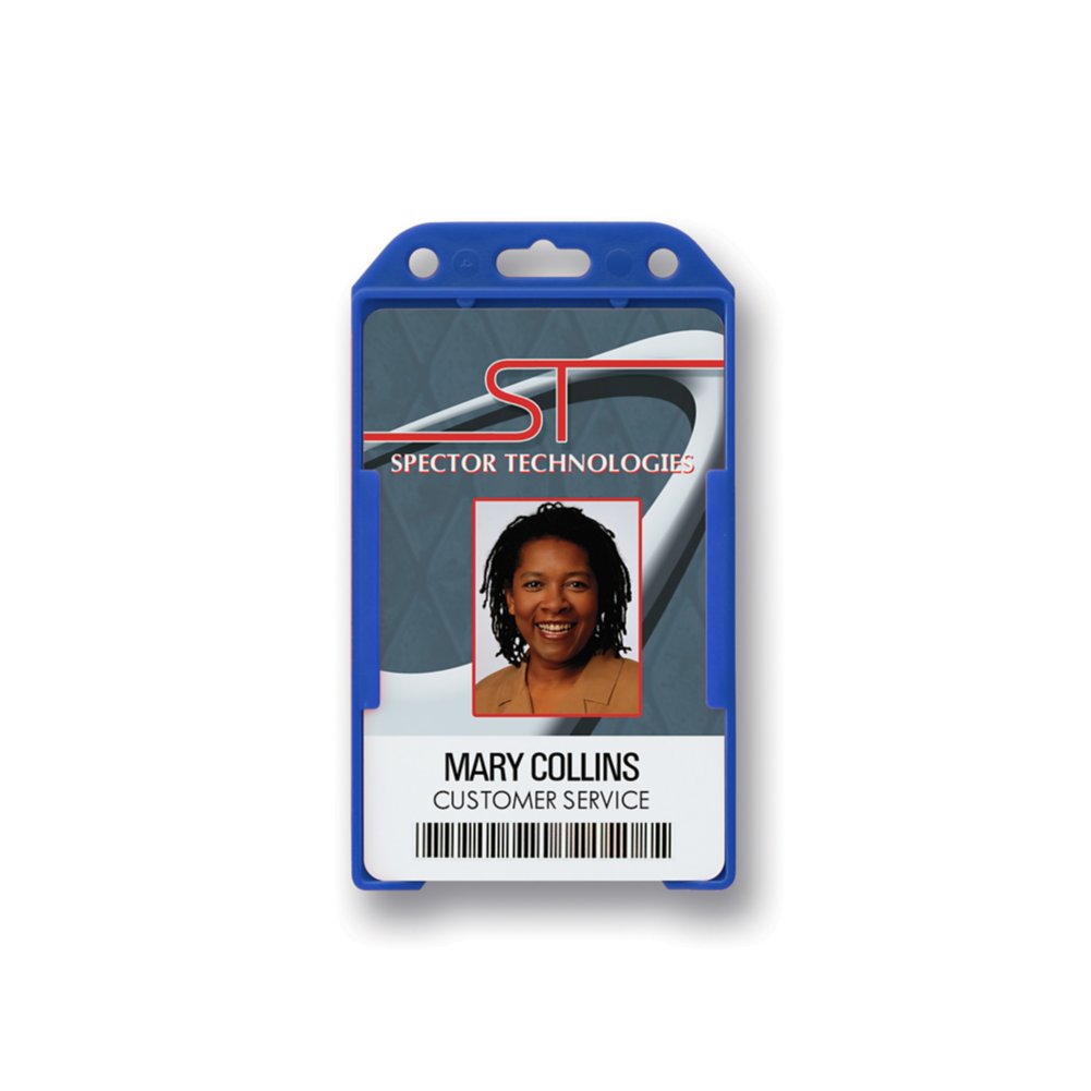 Rigid Vertical Open-Face Badge Holder - 50 Pack - Blue