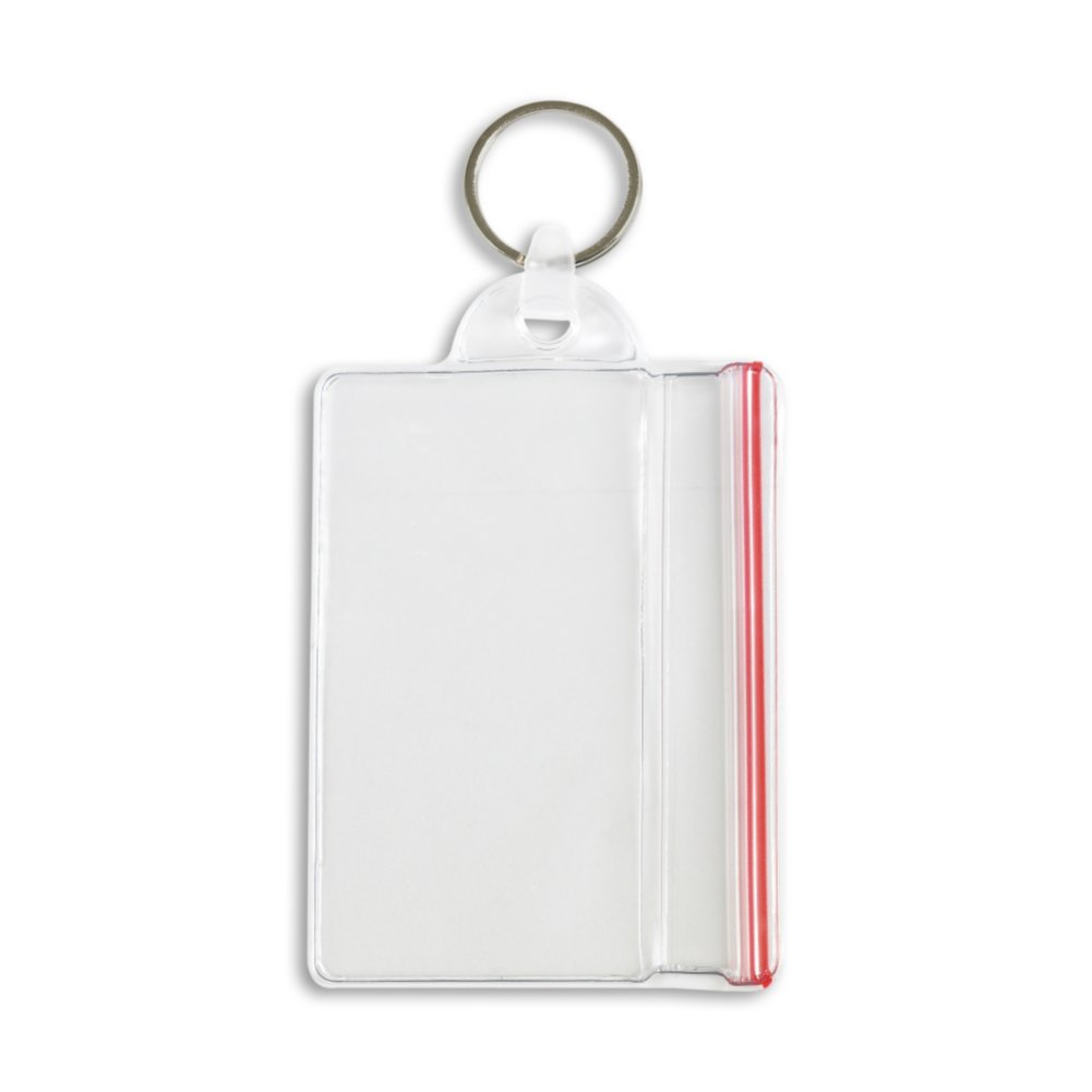 Vertical Sealable Holder with Key Ring Attachment - 50 Pack - back view