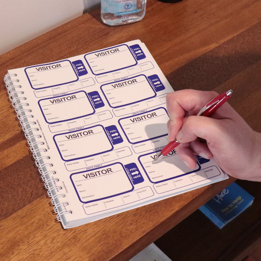 24 Hr Visitor Badge Registry Book by IDVille - in use