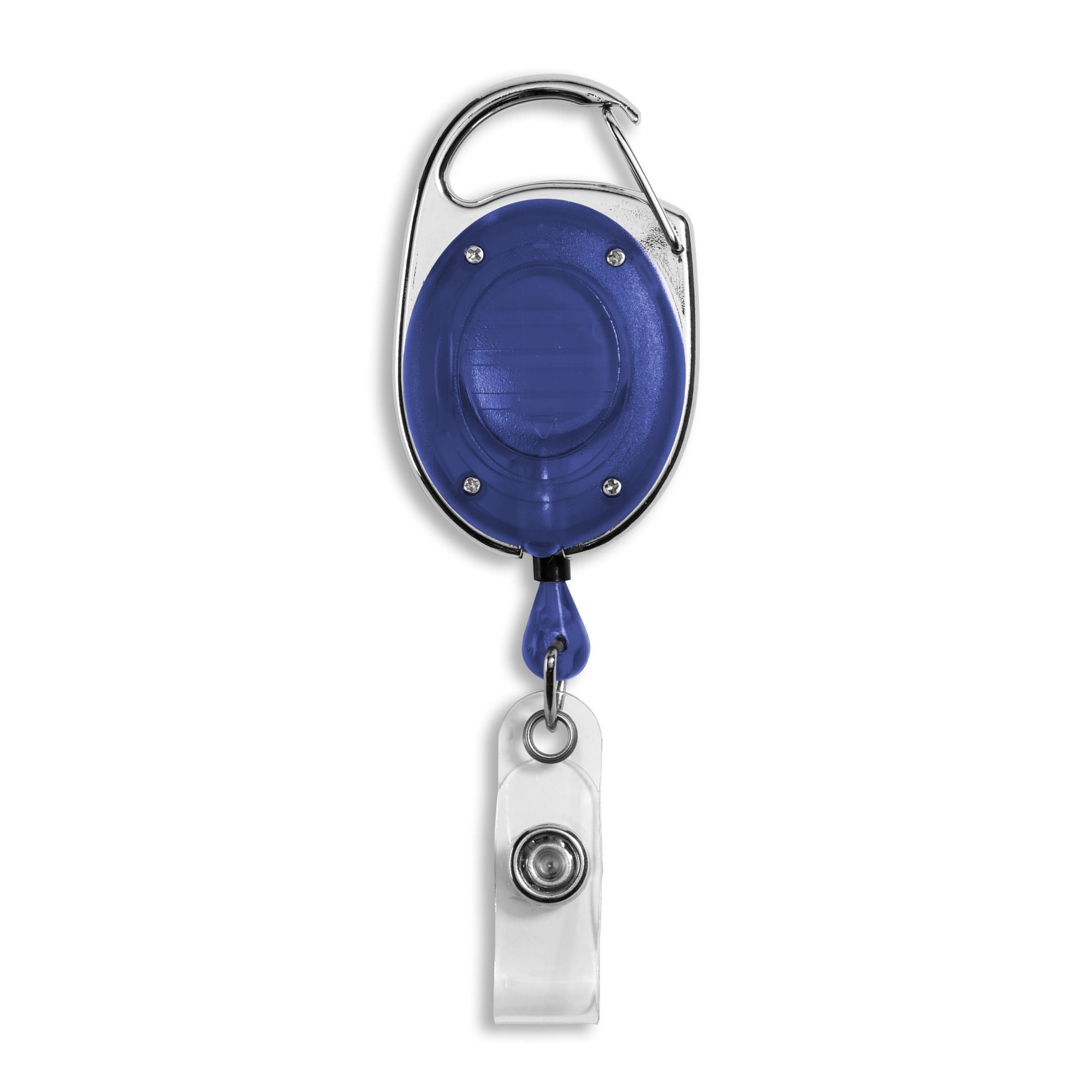 Carabiner Badge Reel w/ LED Light - 25 Pack - Blue - back view