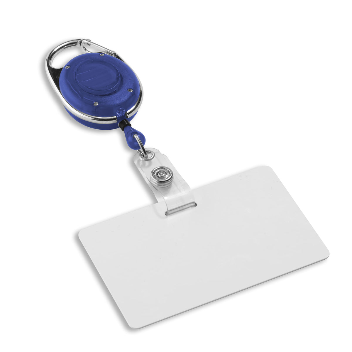 Carabiner Badge Reel w/ LED Light - 25 Pack - Blue - in use