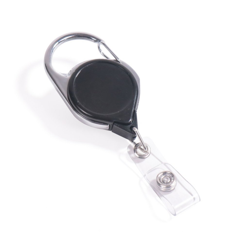 Carabiner Badge Reel with Belt Clip - 25 Pack - Black