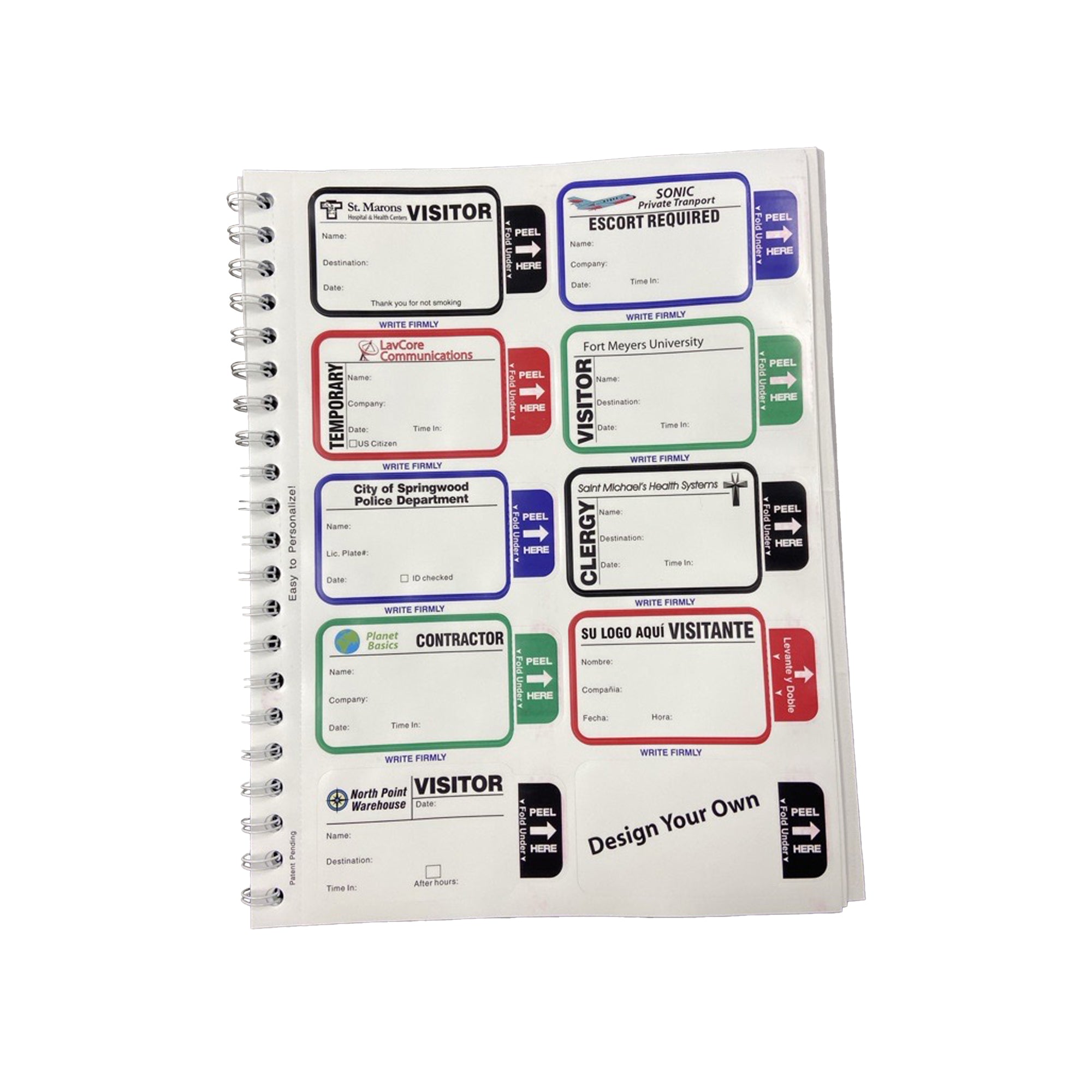 Custom Printed Visitor Pass Registry Book with Self-Expiring Badges