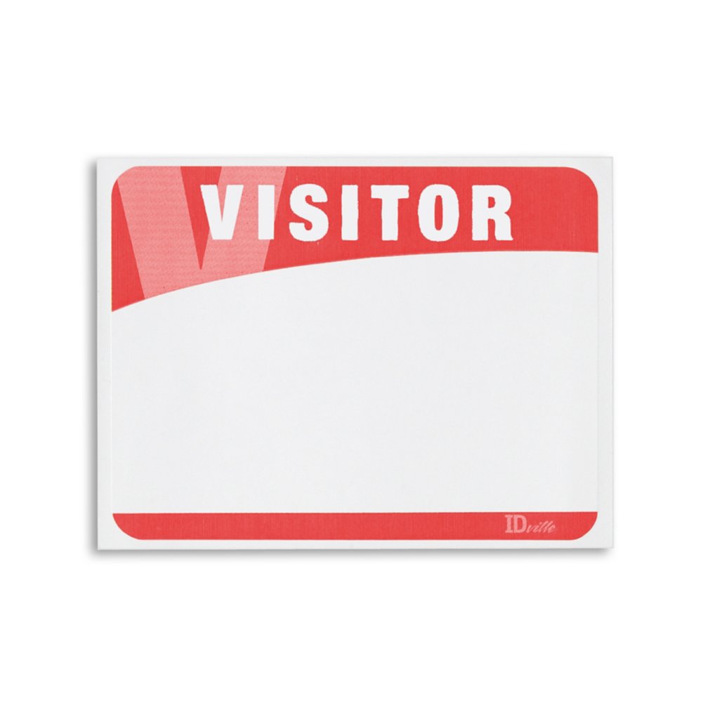 Blank Adhesive Name Tag Visitor Labels - Red