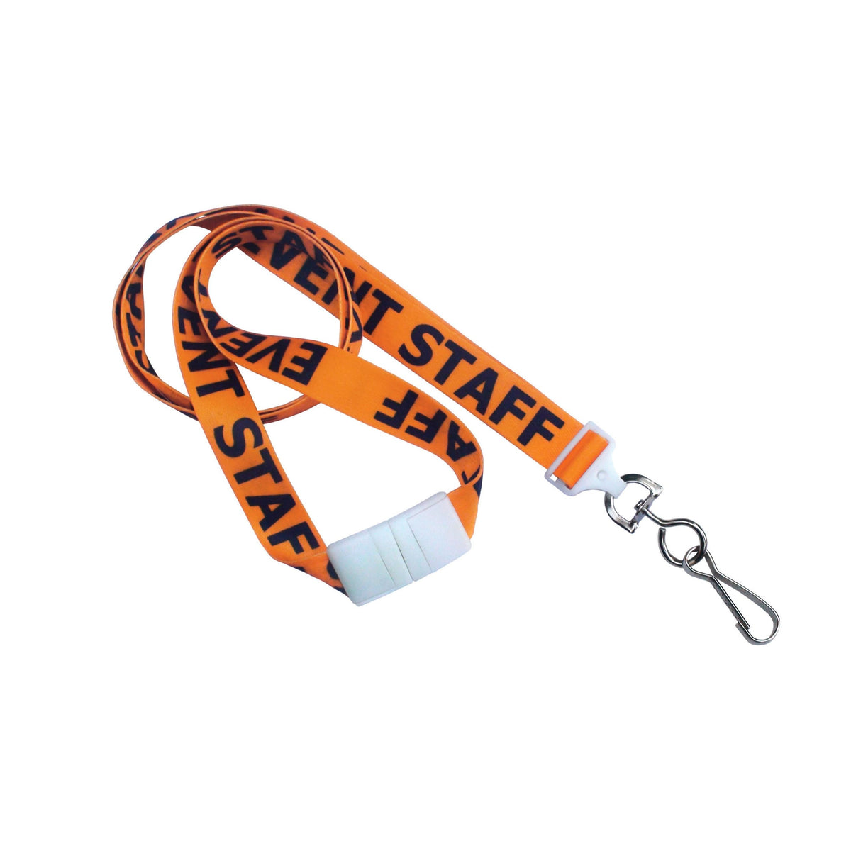 Pre-Printed Event Staff Lanyards with Breakaway - Orange