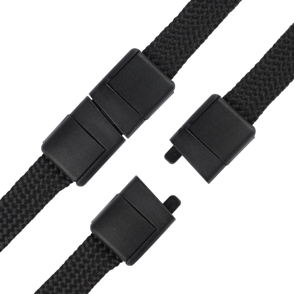 Flat Woven Lanyards with Breakaway Release - 25 Pack - Black - breakaway feature