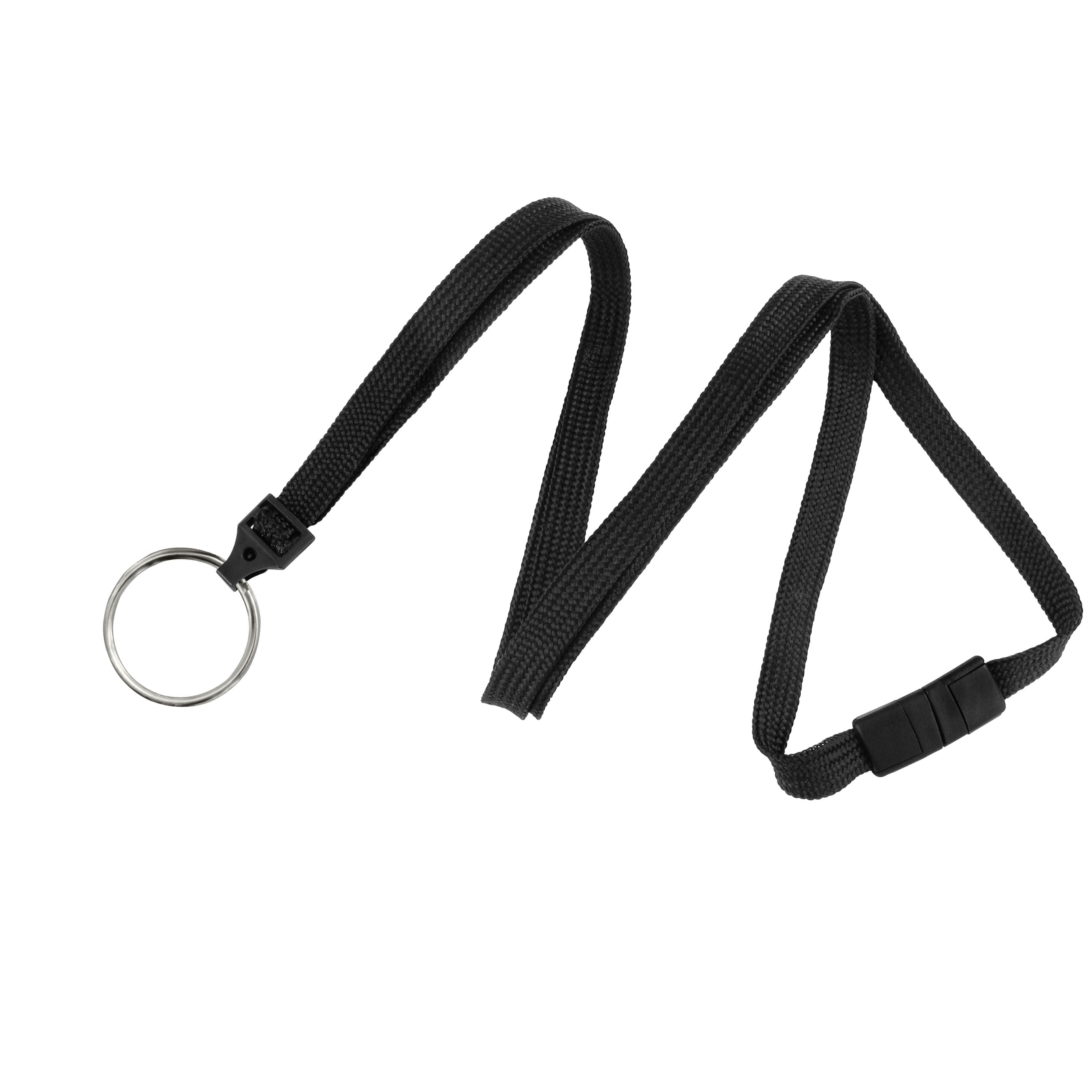 Flat Woven Lanyards with Breakaway Release - 25 Pack - Black