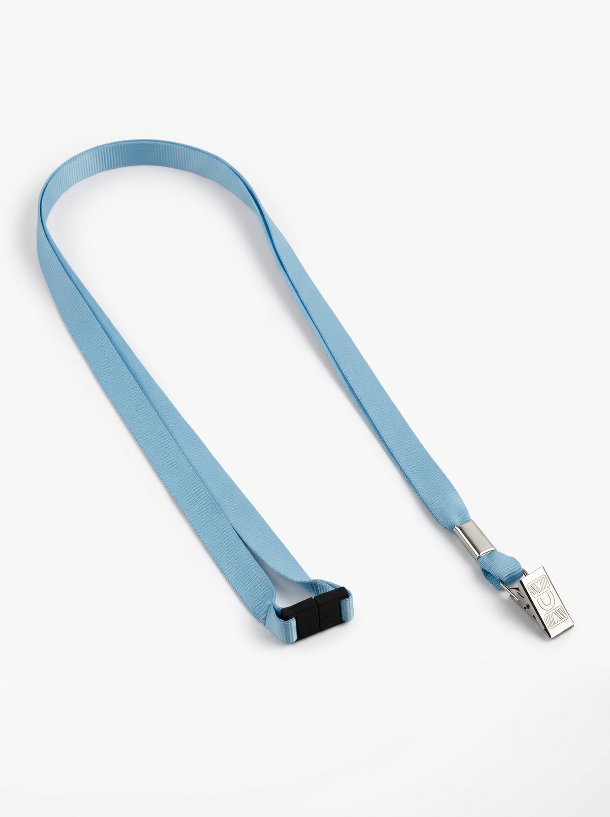 Teal Flat Nylon Lanyard with Breakaway Bulldog Clip