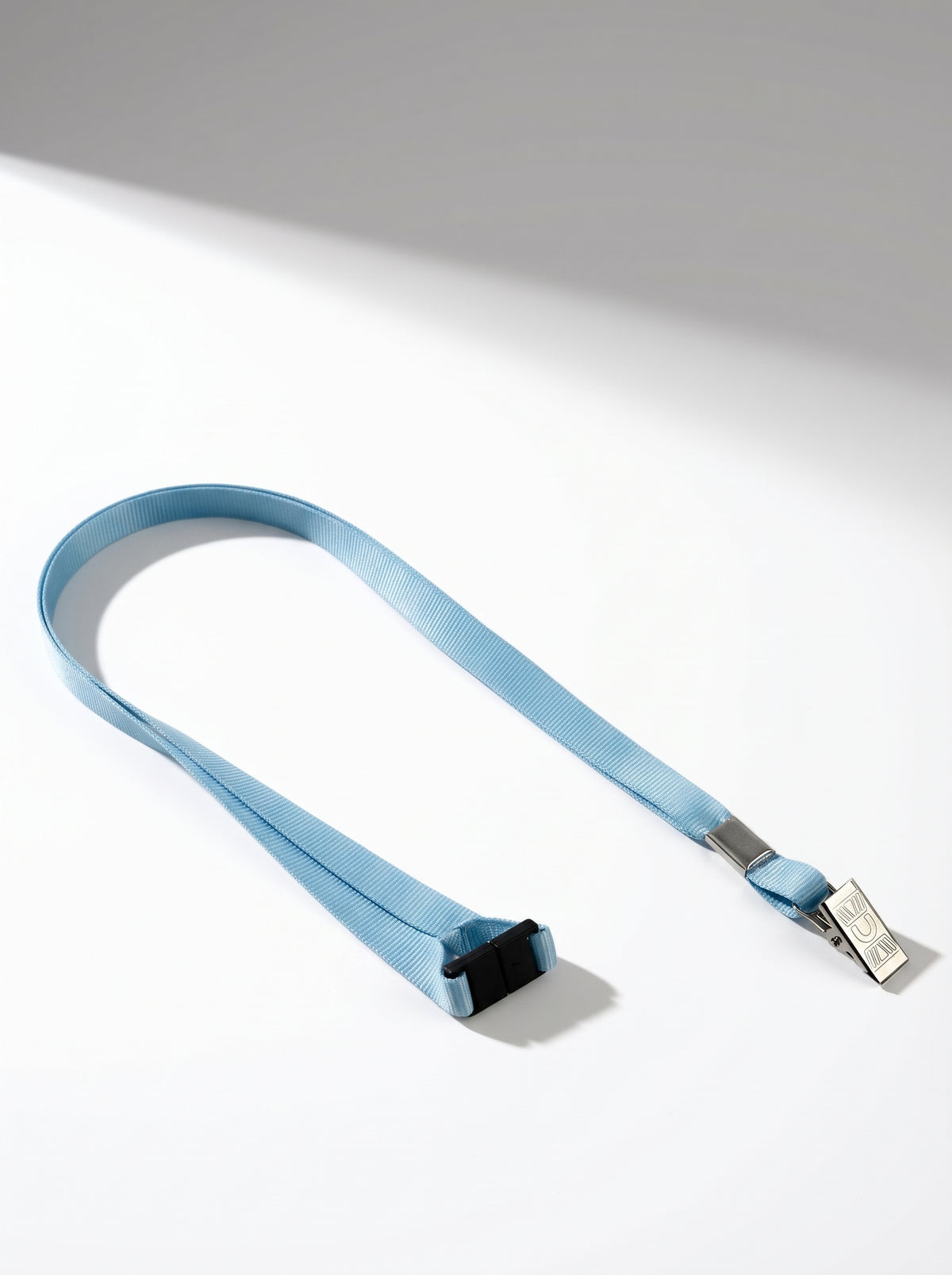 Teal Flat Nylon Lanyard with Breakaway Bulldog Clip