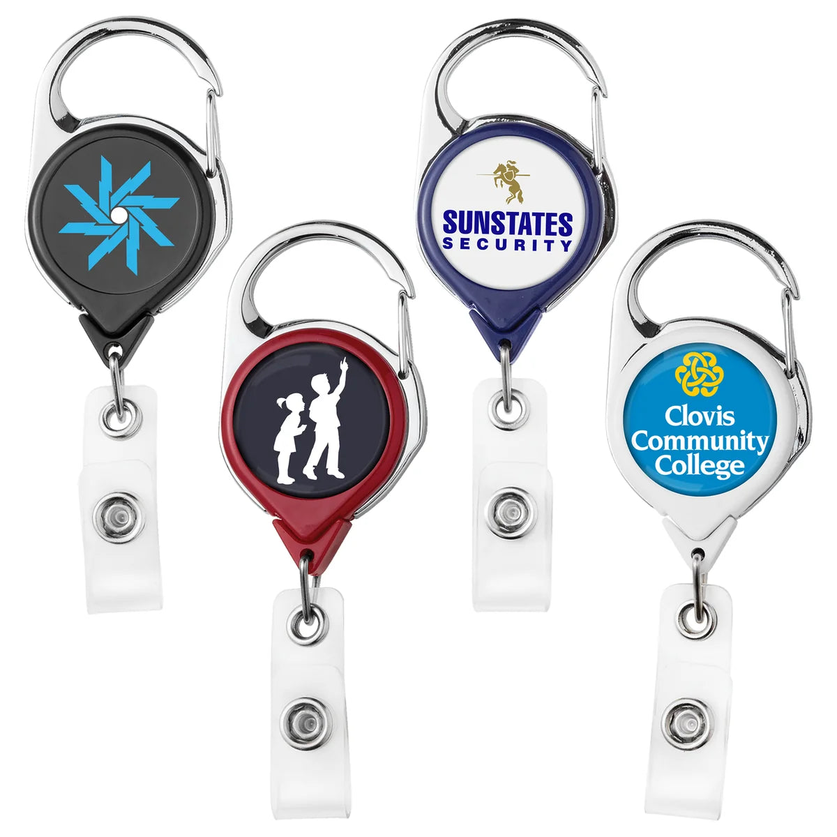 Solid Color Badge Reel with Carabiner