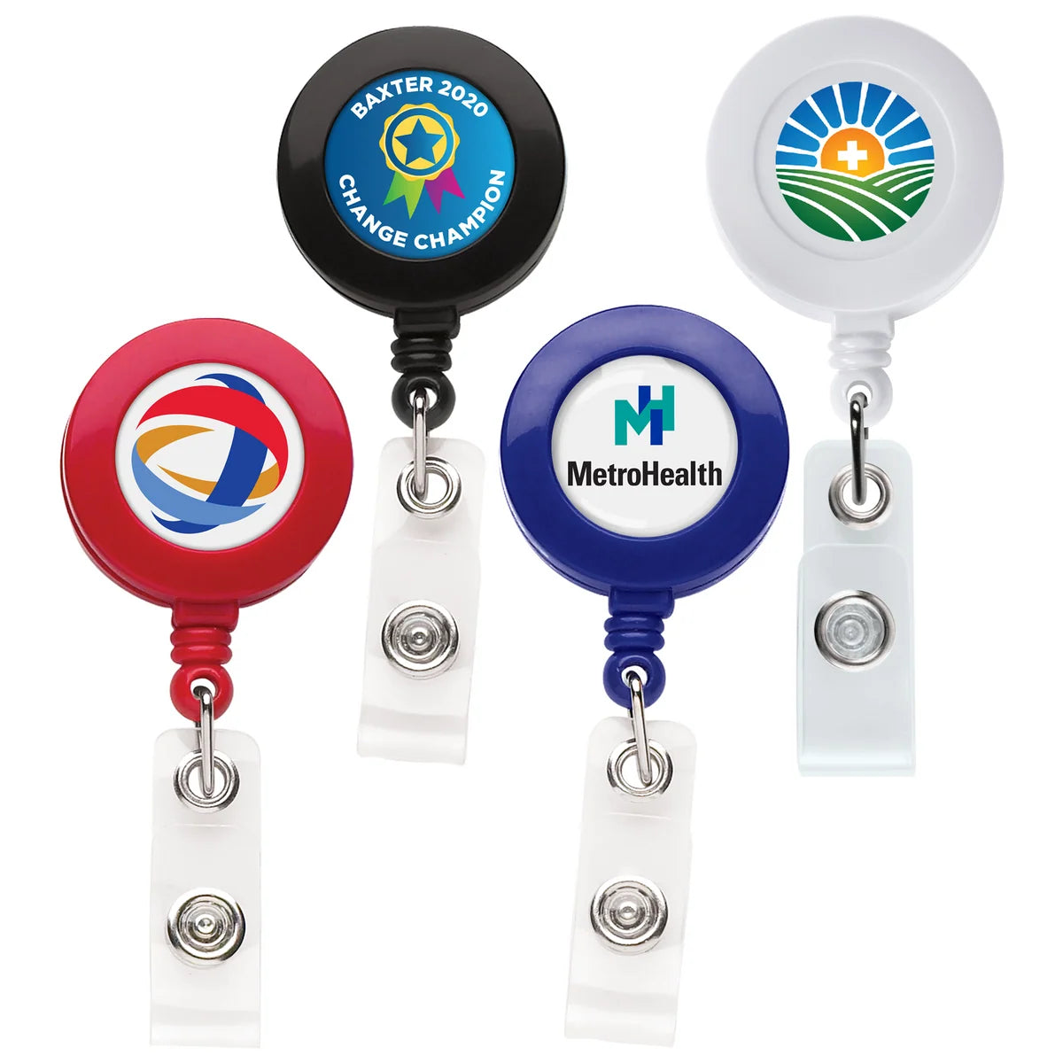 Solid Color Round Custom Badge Reel with Slide Belt Clip
