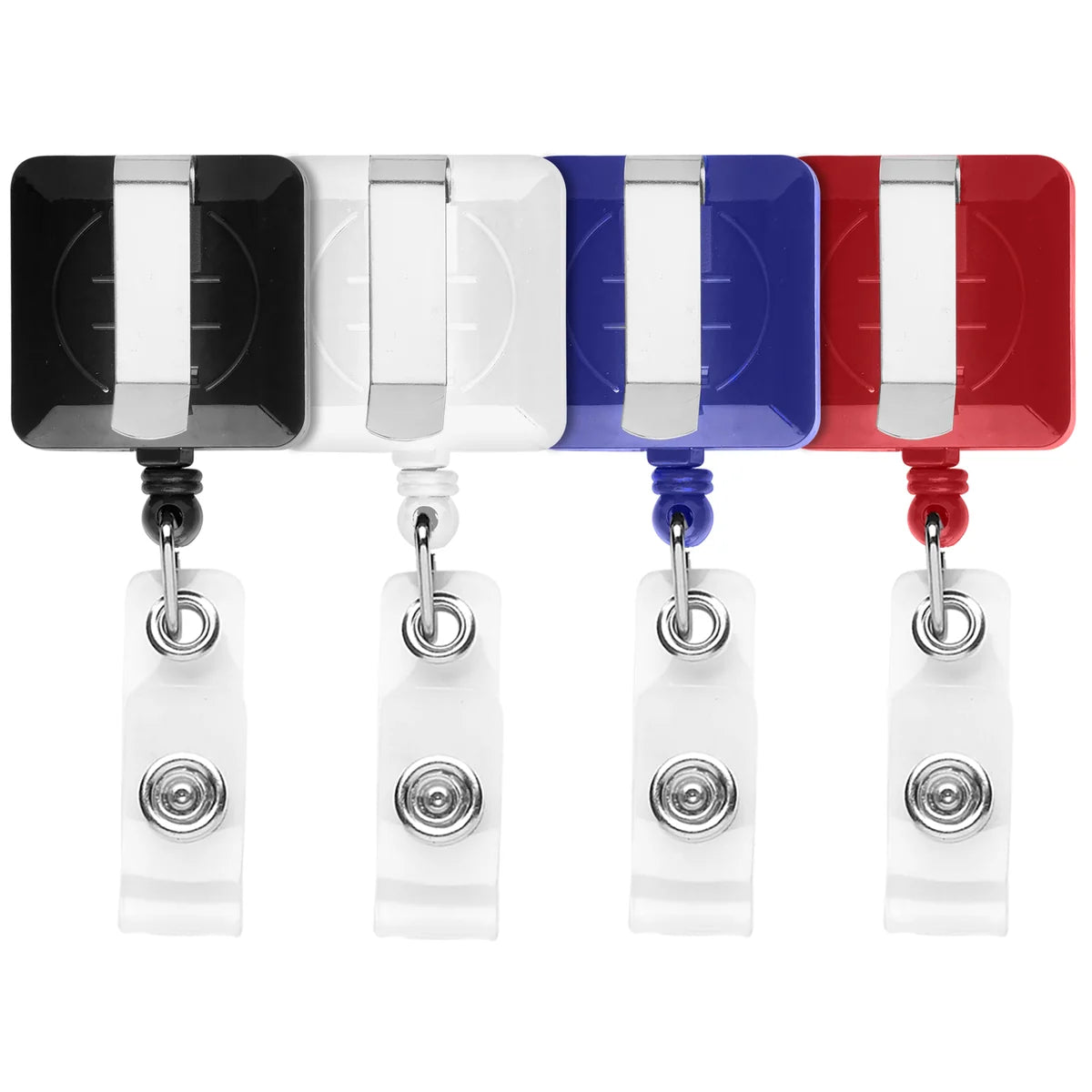 Solid Color Square Custom Badge Reel with Slide Belt Clip