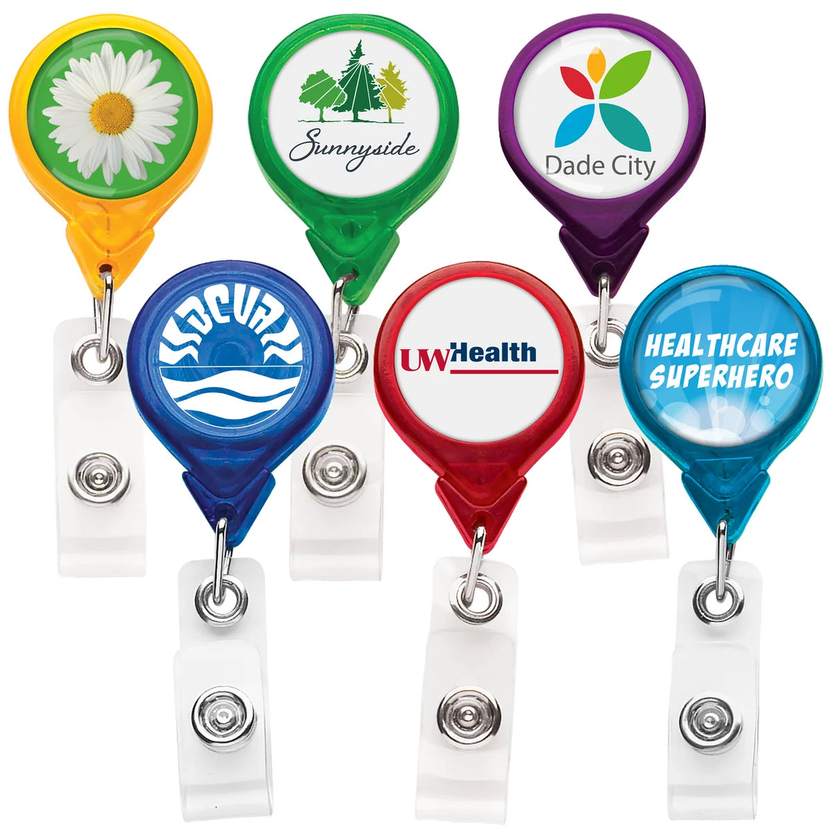 Translucent Color Round Custom Badge Reel with Alligator Clip