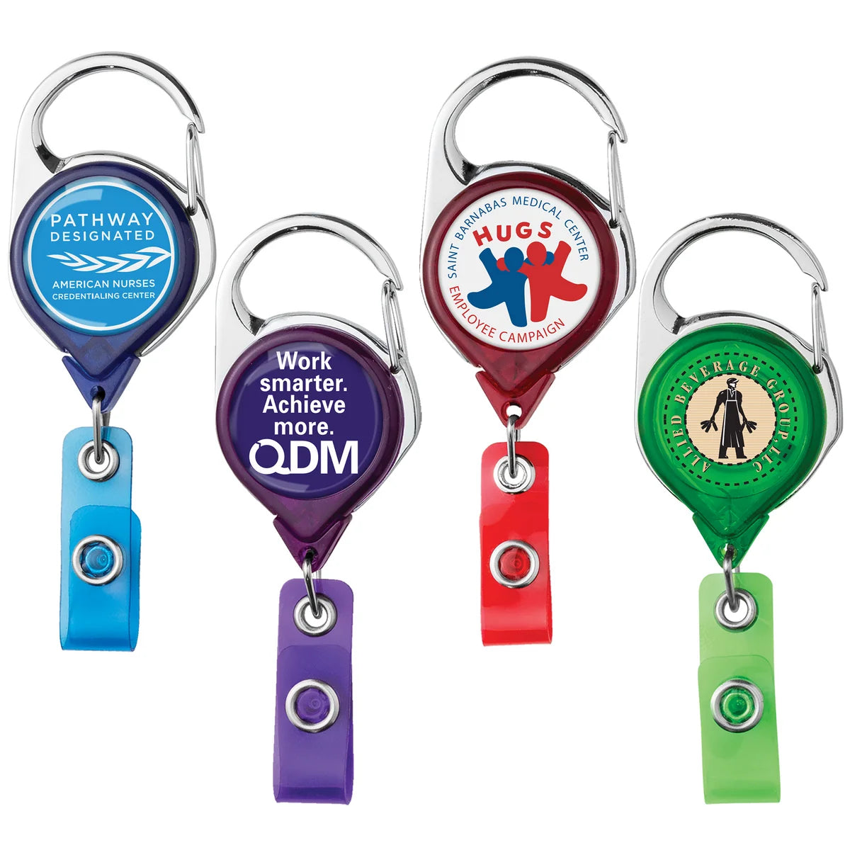 Translucent Color Custom Badge Reel with Carabiner and Slide Belt Clip