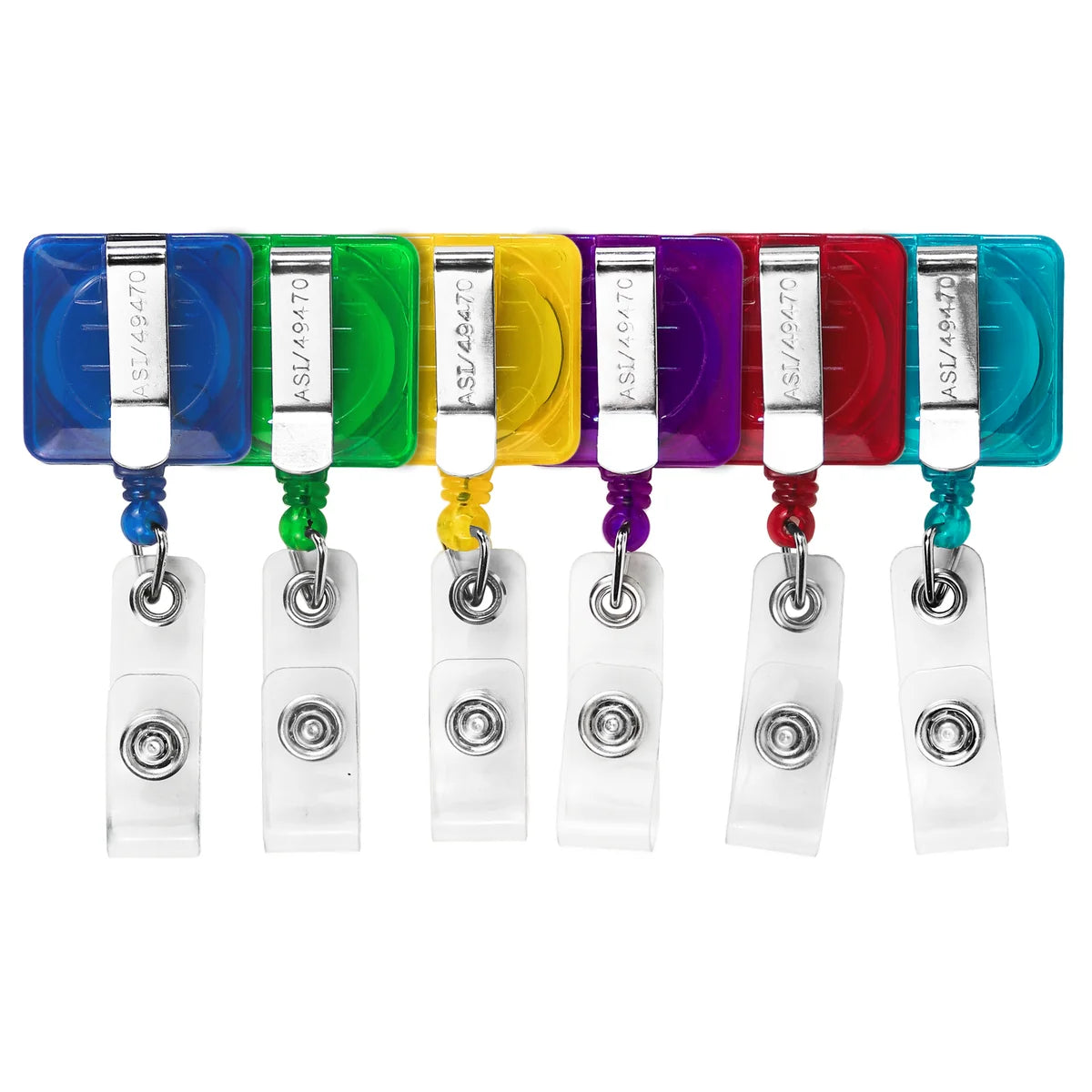 Translucent Color Square Custom Badge Reel with Slide Belt Clip