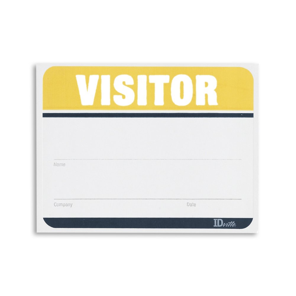 Adhesive Fill in the Blank Name Tag Visitor Labels - Yellow