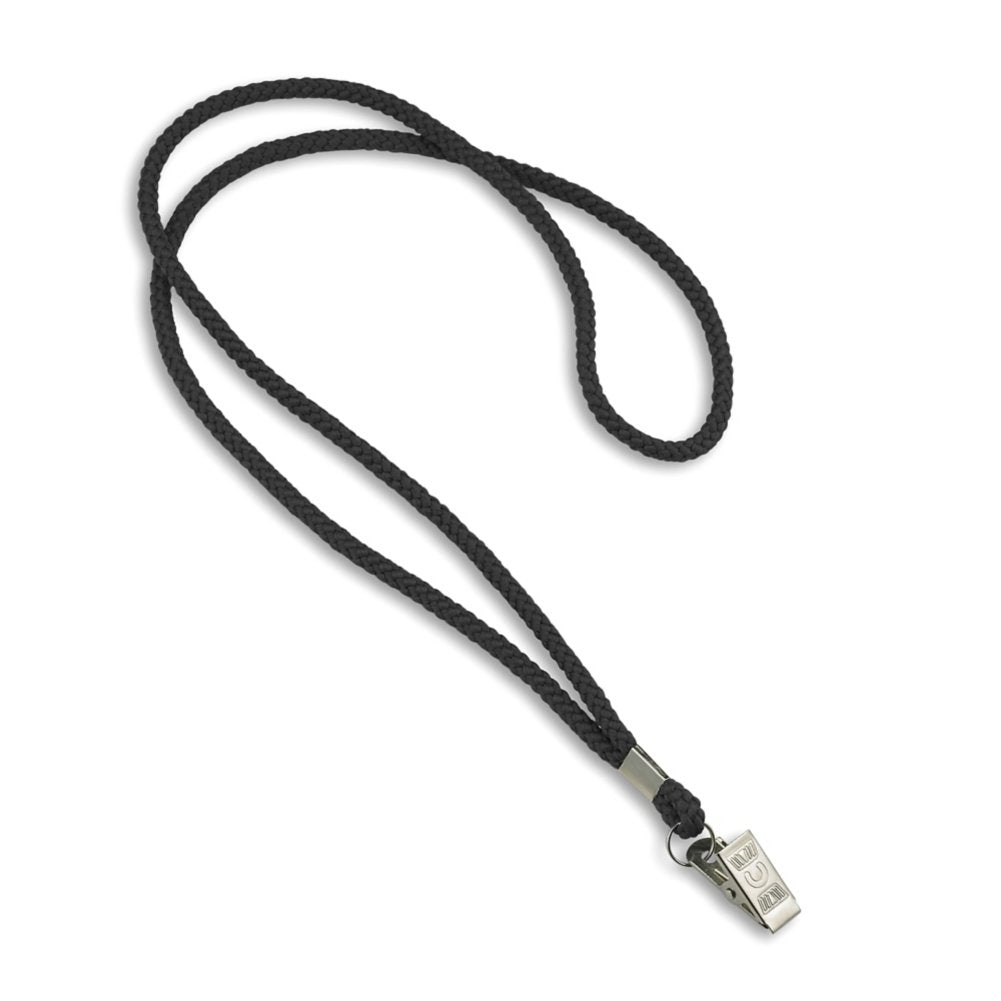 Round Woven Blank Polyester Lanyards - 25 Pack - Black