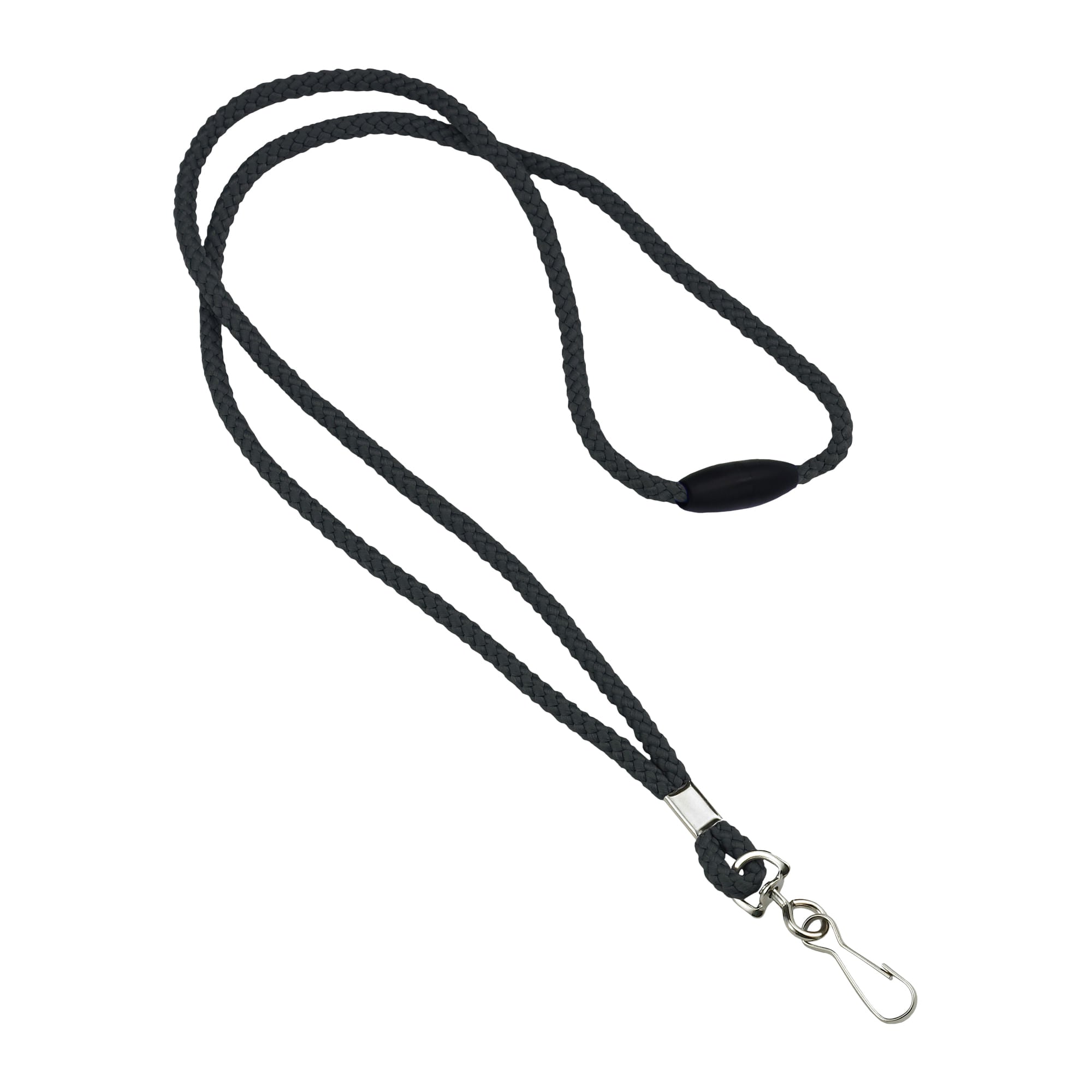 Round Woven Blank Polyester Lanyards with Breakaway - 25 Pack - Black