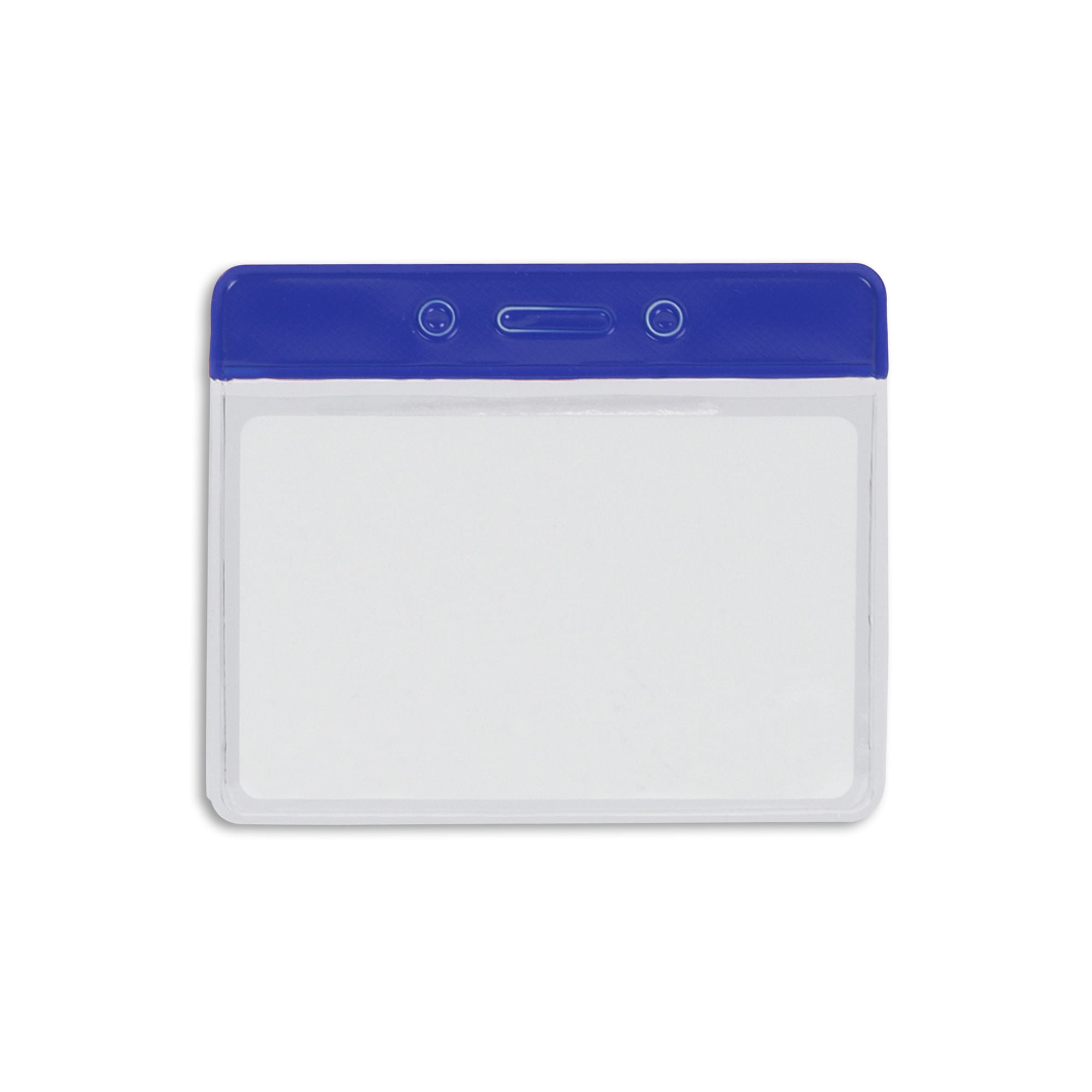 Clear Bar Horizontal Badge Holder - 50 Pack - Blue - in use