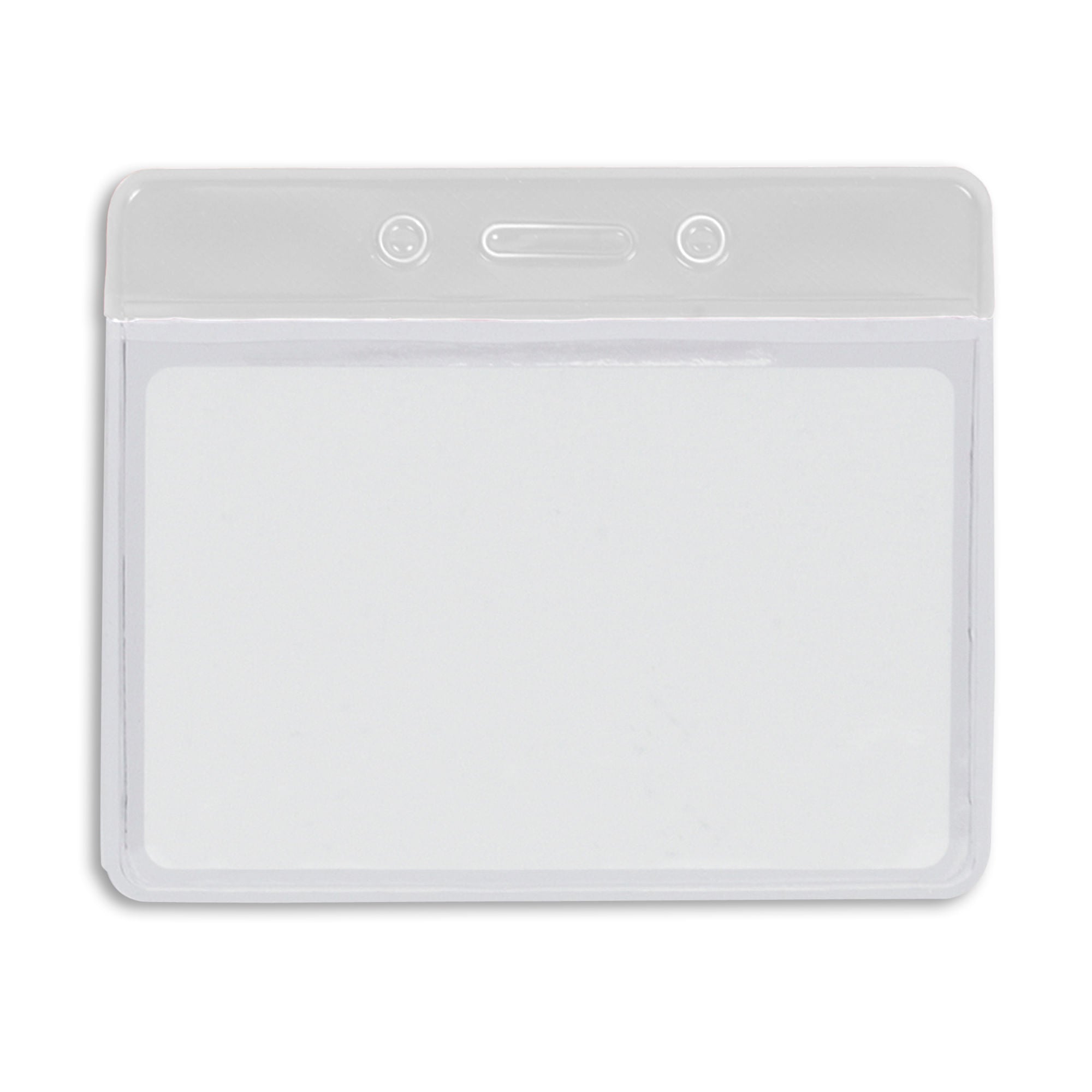 Clear Bar Horizontal Badge Holder - 50 Pack - White - in use