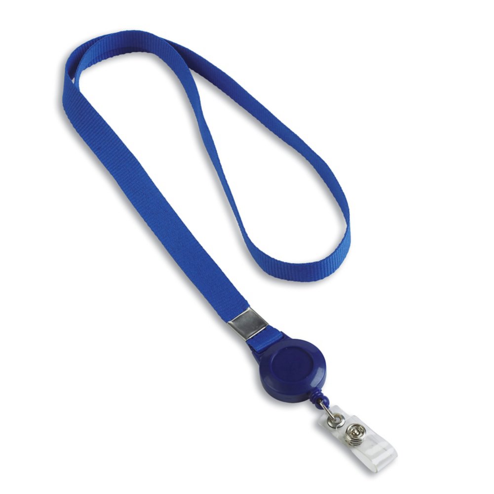 Retractable Lanyard/Badge Reel Combination- 25 Pack - Blue