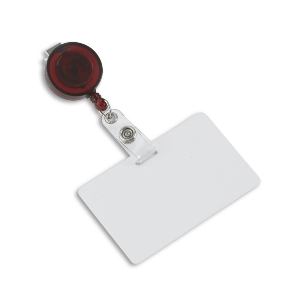Round Translucent Badge Reel - 25 Pack - Red - in use