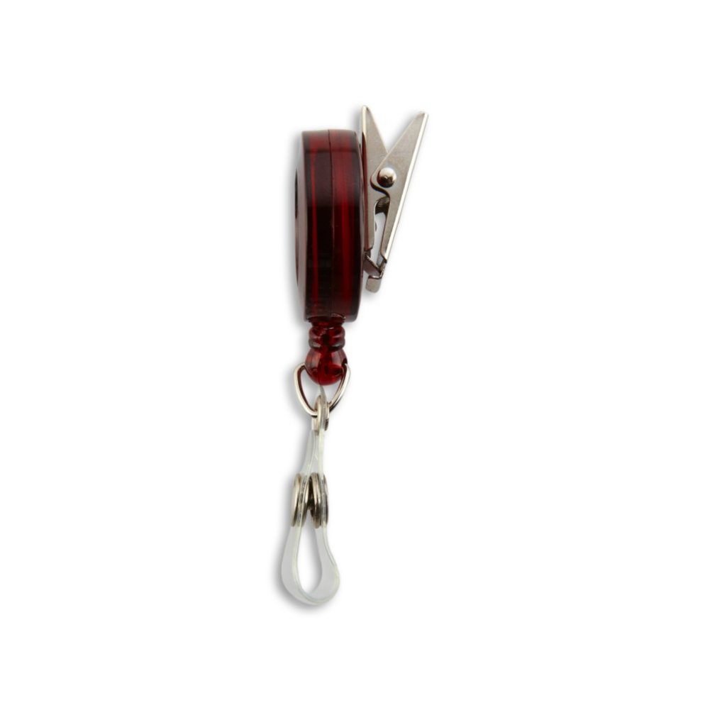 Round Translucent Badge Reel - 25 Pack - Red - side view