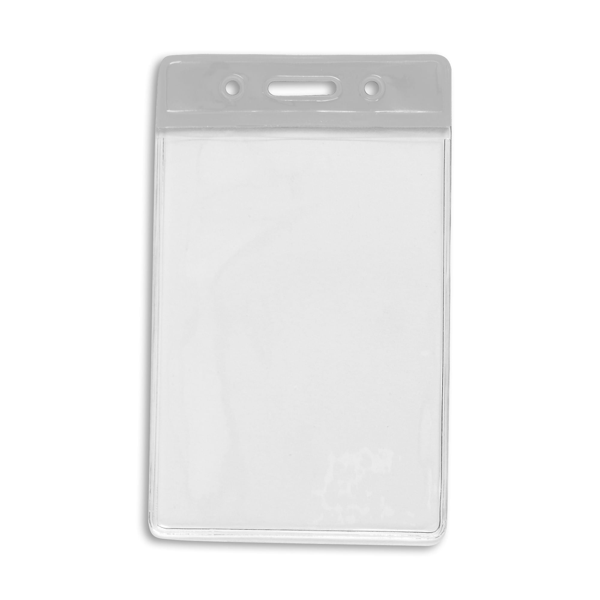 Vertical Color Bar Badge Holder - 50 Pack - White - back view