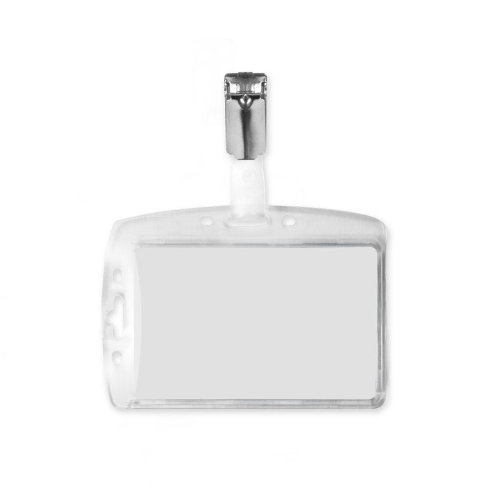 2-Way Rigid Plastic Badge Holder with Clip - 25 Pack
