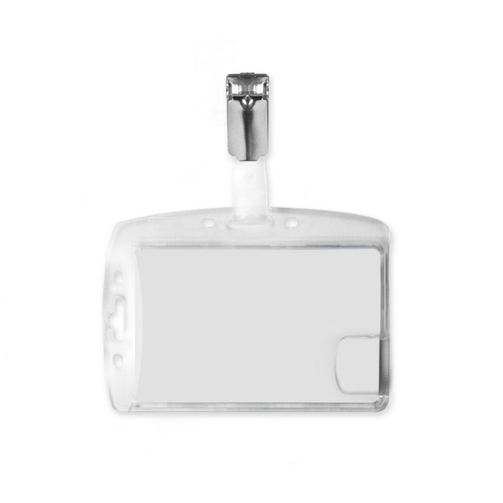 Multi Card 2-Way Rigid Plastic Badge Holder with Clip - 25 Pack
