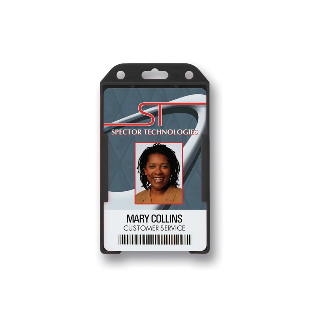 Rigid Vertical Open-Face Badge Holder - 50 Pack - Black